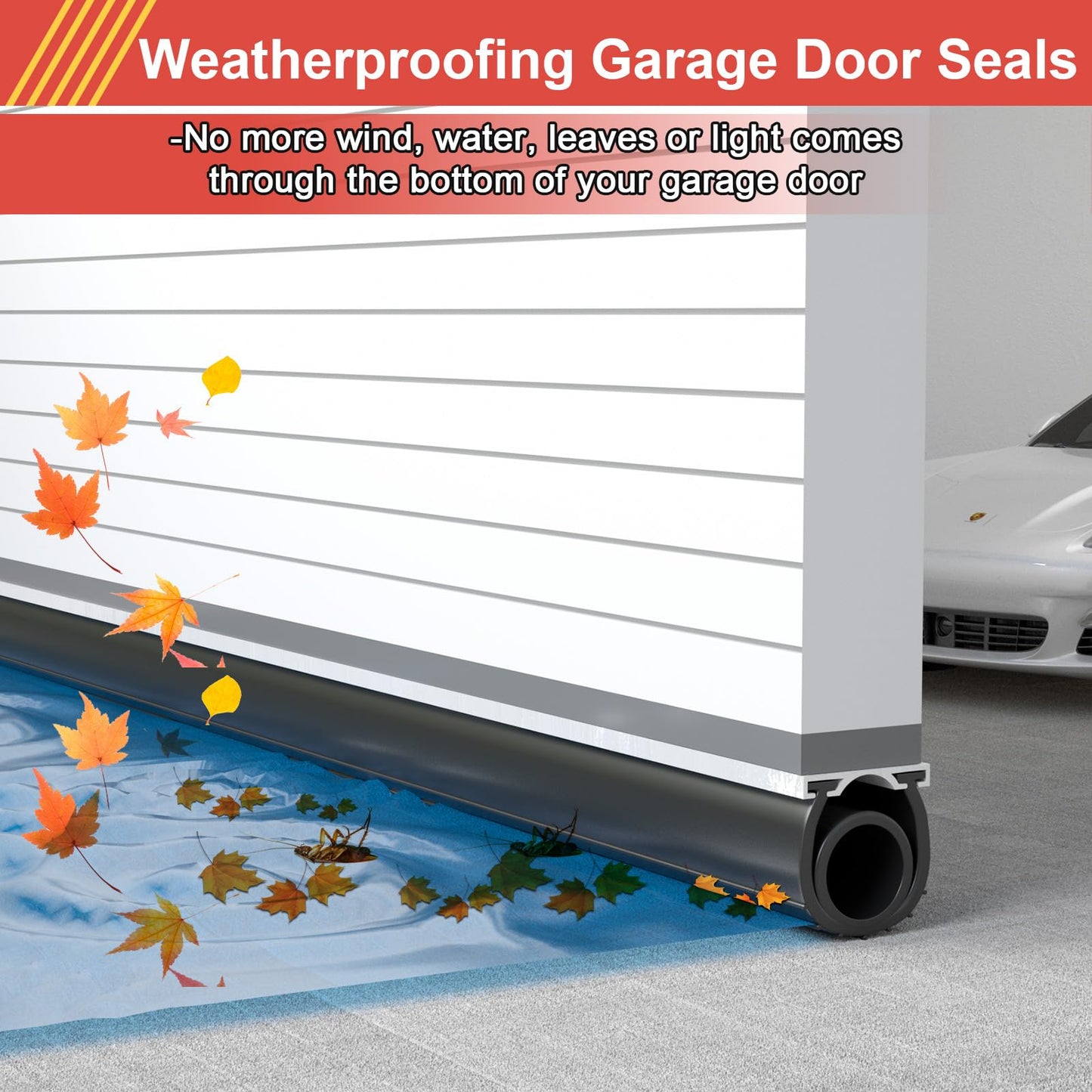 Garage Door Seals Bottom Rubber - Jobon 16.5 Ft Heavy-Duty Garage Door Weather Stripping Bottom Seal with Pre-drilled Aluminum Track Retainer Kit, Easy Installation for Home & Commercial