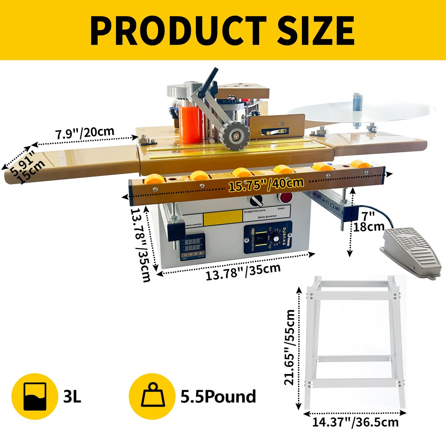 DEVALLEY Portable Woodwork Edge Bander Banding Machine,Automatic Tape Breaking Adjustable Speed Edge Banding Machine Curve Straight Edge Bander Control With Microcomputer Intelligent Temperature
