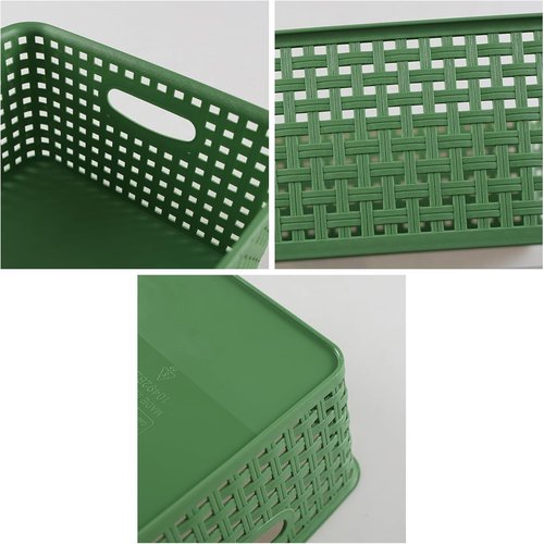 Medium Plastic Baskets - Woven Storage Organizers for Home | Set of 4