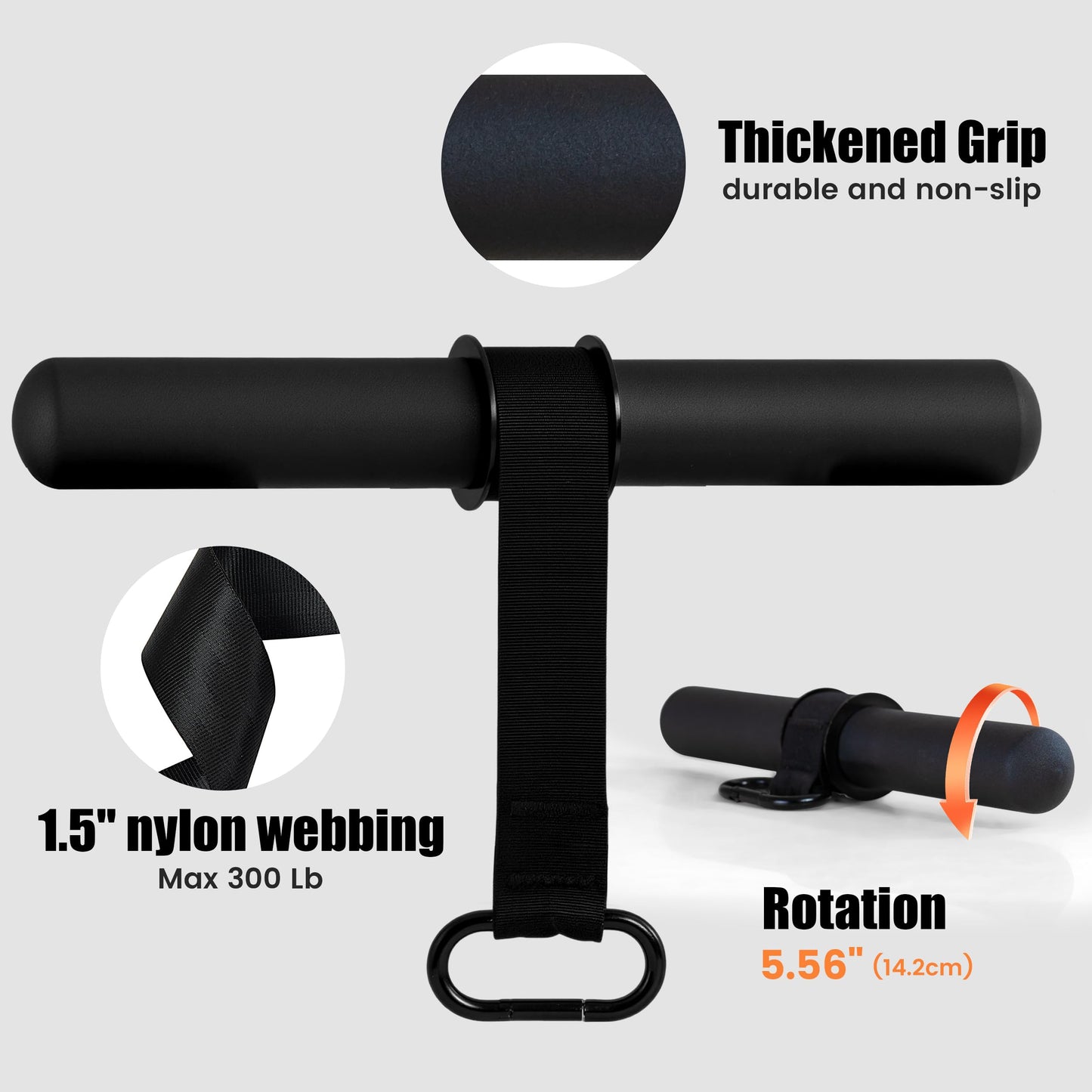 Wrist Roller Forearm Strengthener with Wrist Strap, Thick Carbon Steel Forearm Exerciser Grip Strength Trainer, 300 LB Nylon Webbing for Single-Arm Pull Training, Home Gym Wrist Trainer