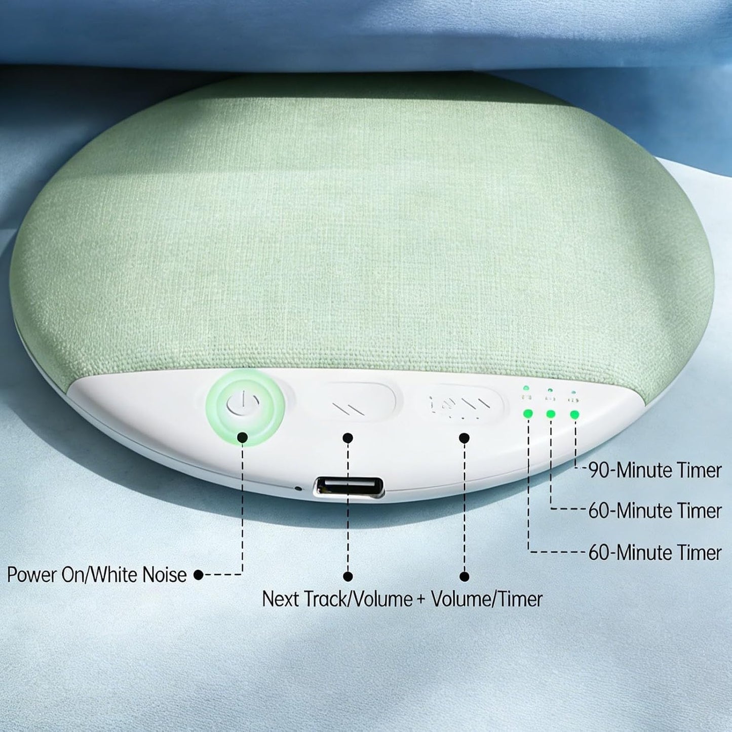 Bluetooth Pillow Speaker for Sleeping, Mini Portable Under Pillow Speaker with White Noise & Timer, Wireless Sleep Aid