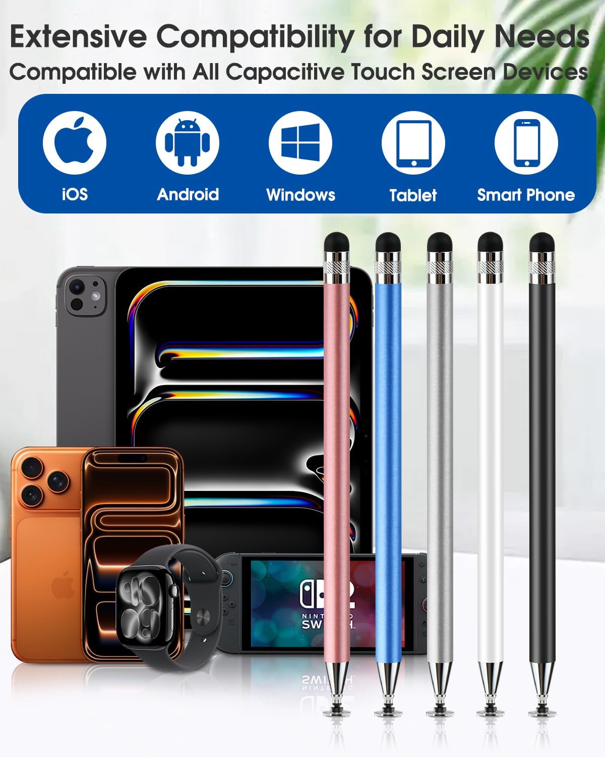 AUZOSL 2-in-1 Stylus Pen for Touchscreen, High Precision & Sensitivity Stylus Pen for iPad/iPhone/Android Tablets