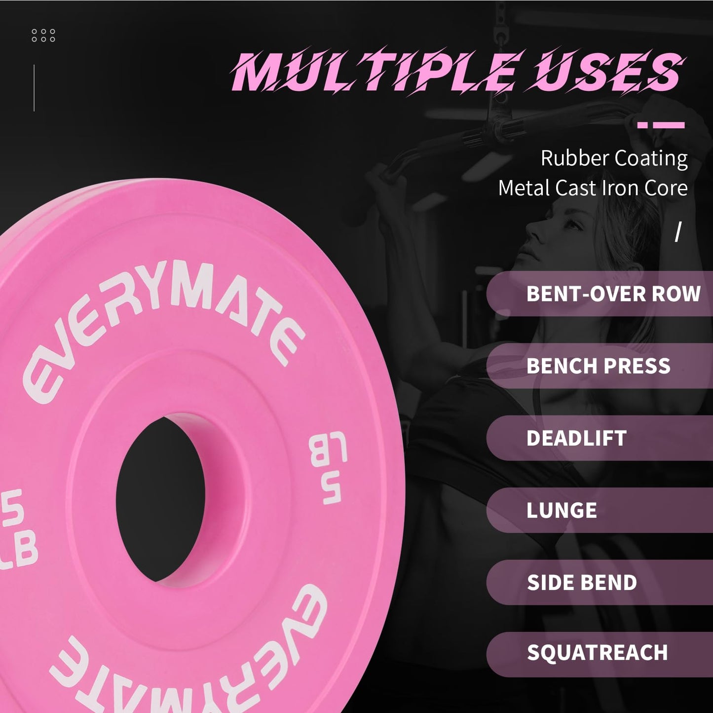 EVERYMATE Change Weight Plates 1.25LB 2.5LB 5LB Set Fractional Plate Olympic Bumper Plates for Cross Training Bumper Weight Plates Steel Insert