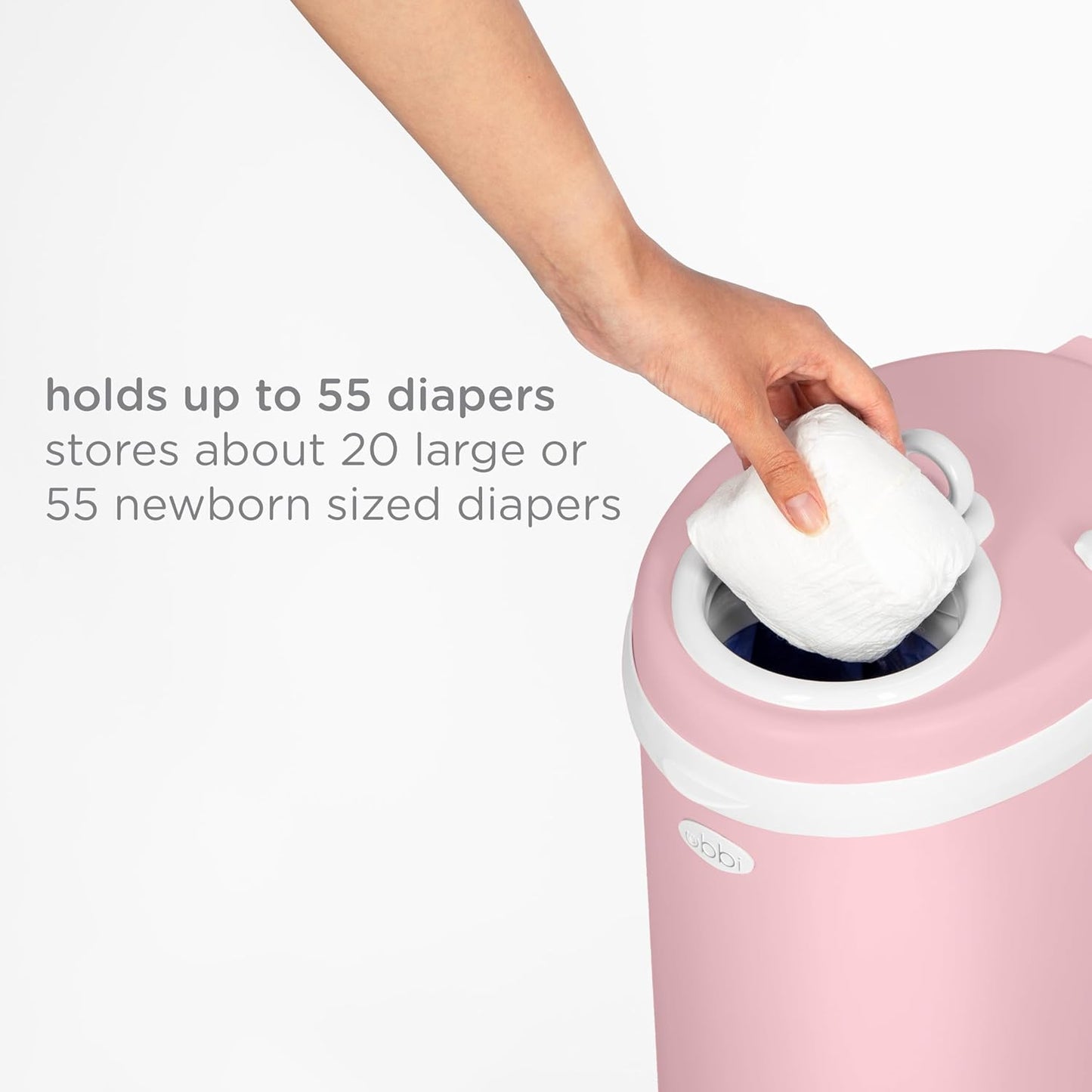 Ubbi Stainless Steel Diaper Pail - Odor Locking Design, No Special Bags Needed | Fig Blossom Color