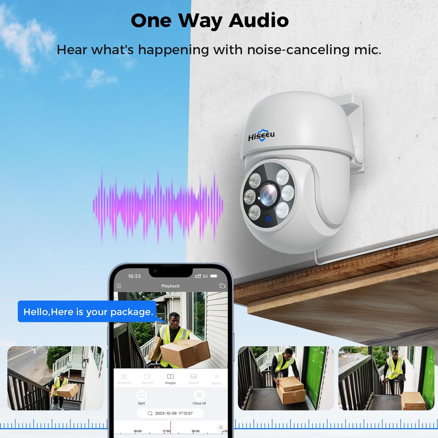 Hiseeu 3K Outdoor Wired Security Camera System with 8CH 5MP DVR,8 x 5MP PTZ CCTV Cameras,360°Coverage,Smart Dual Light & Audio,Person/Vehicle Detection,3TB HDD,100ft Night Vision,24/7 Recording