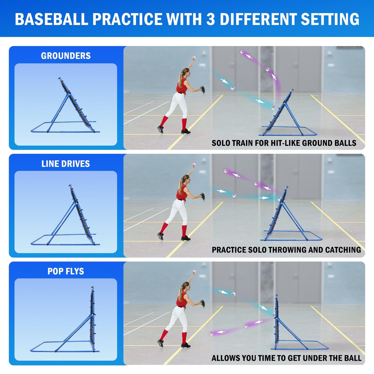 7x4FT Soccer Baseball Rebounder Net, Volleyball Softball Rebound PitchBack Net Quick-Switch Angle Soccer Training for Control, Passing Practice, Lacrosse Bounce Back Rebounder Gifts Trainer Equipment