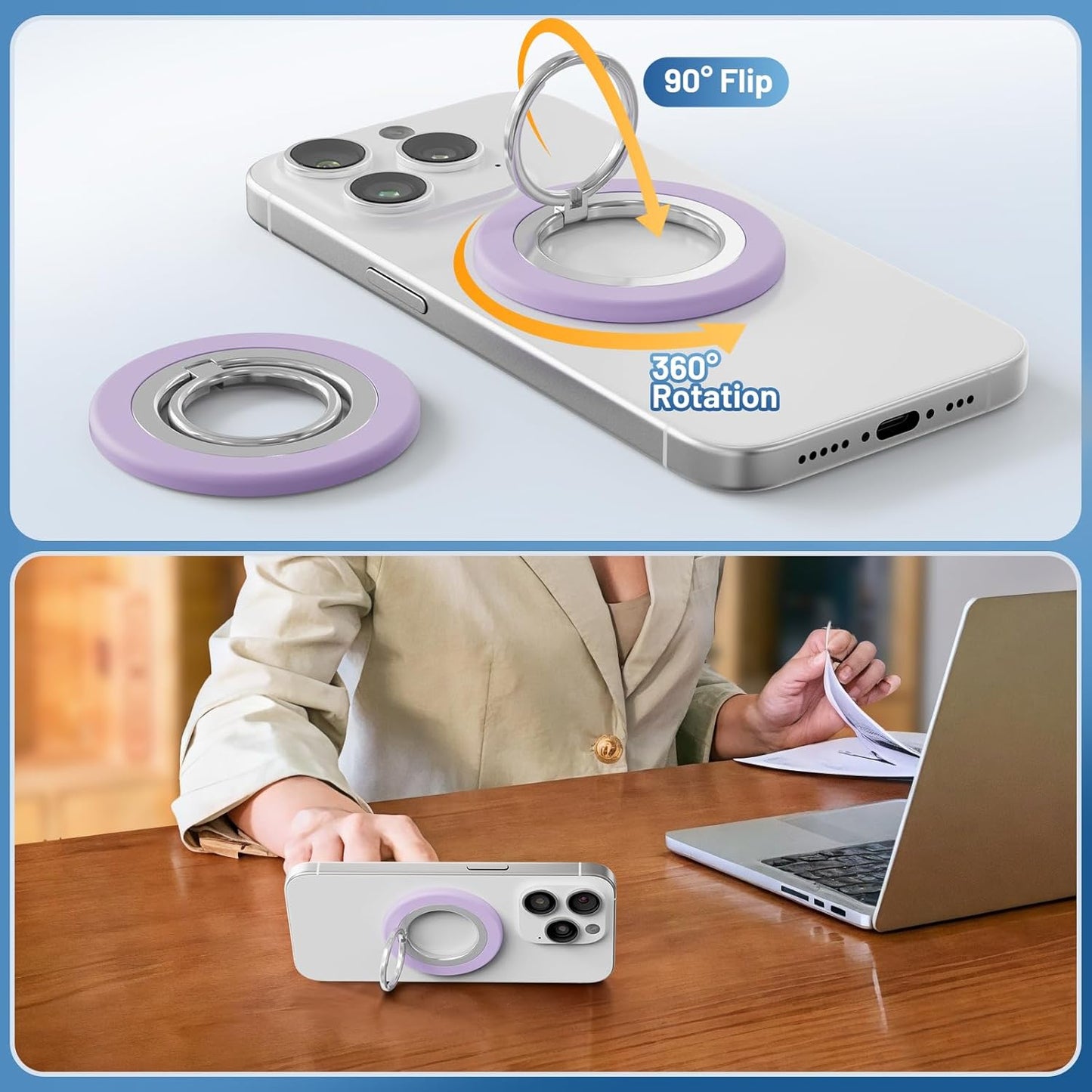 CISID 17/16/15/14/13/12 Phone Ring Holder, Dual Sided Magnetic Phone Grip Magnet Cell Phone Finger Holder for Hand