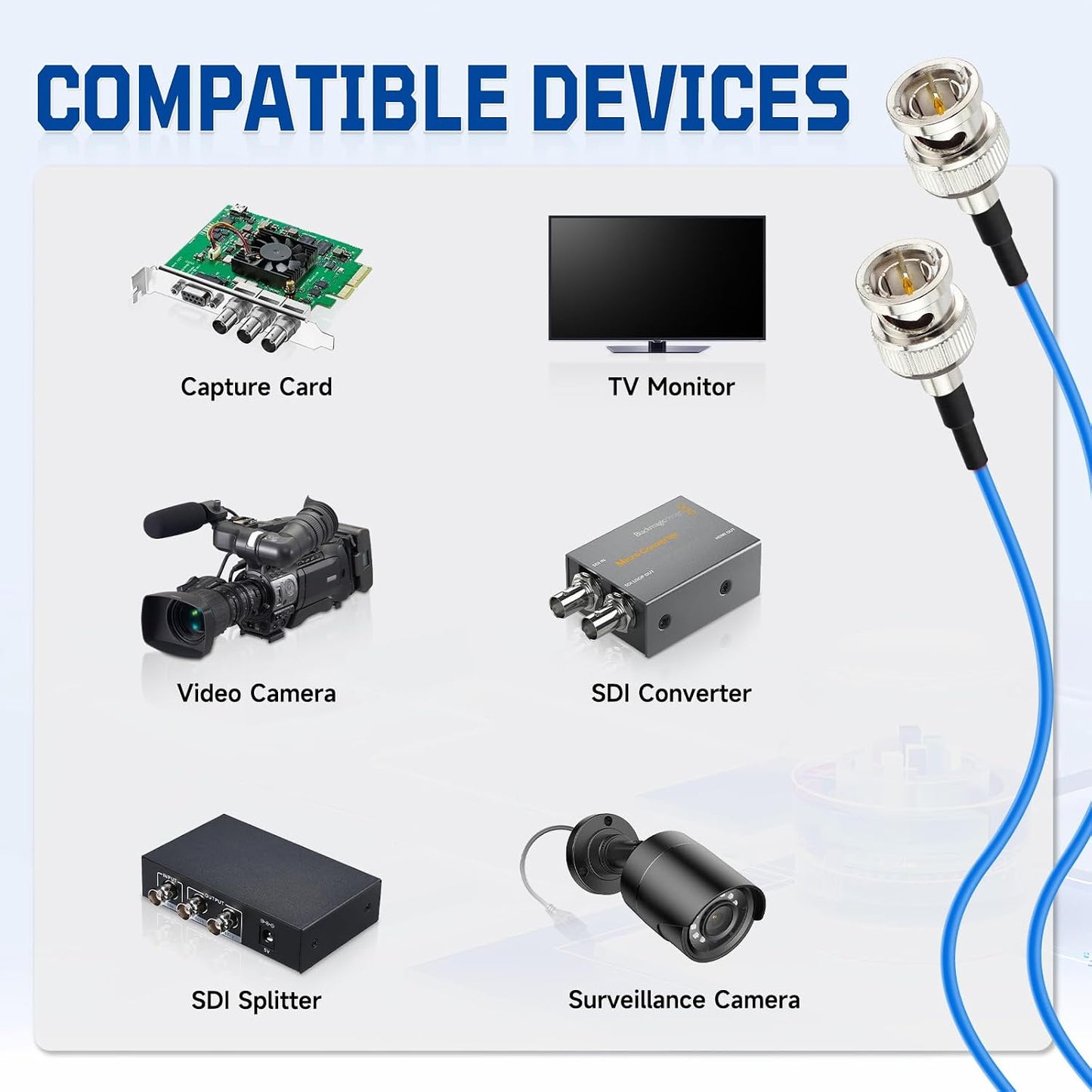 3G 3ft 75 RG179 (4-Pack) 3G-SDI 4K Superbat HDSDI SDI BNC Cable Ohm BNC Male Connector Coax Cable for Camera Monitor