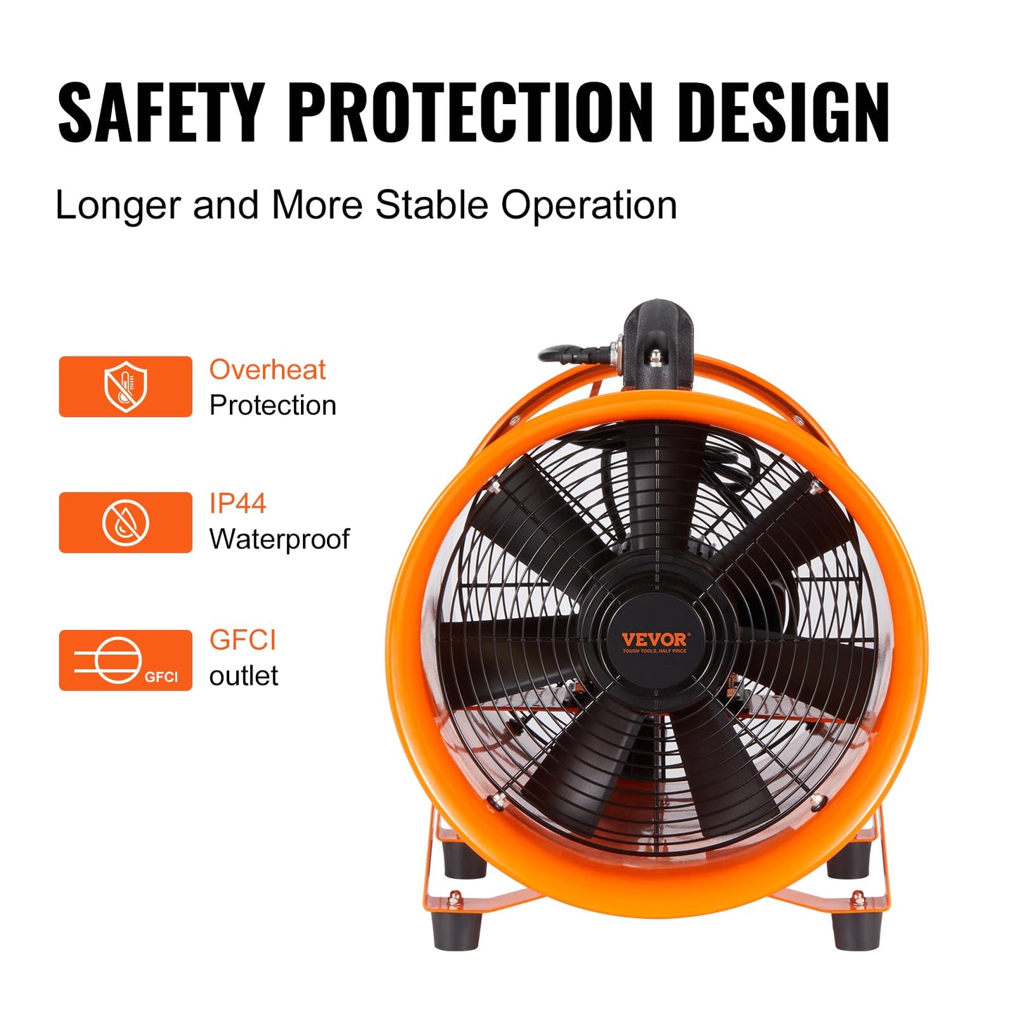 VEVOR Air Mover Blower Fan 10 Inch, 1893CFM 380W with 33ft Flexible Duct, Industrial Portable Ventilator Blower/Exhaust