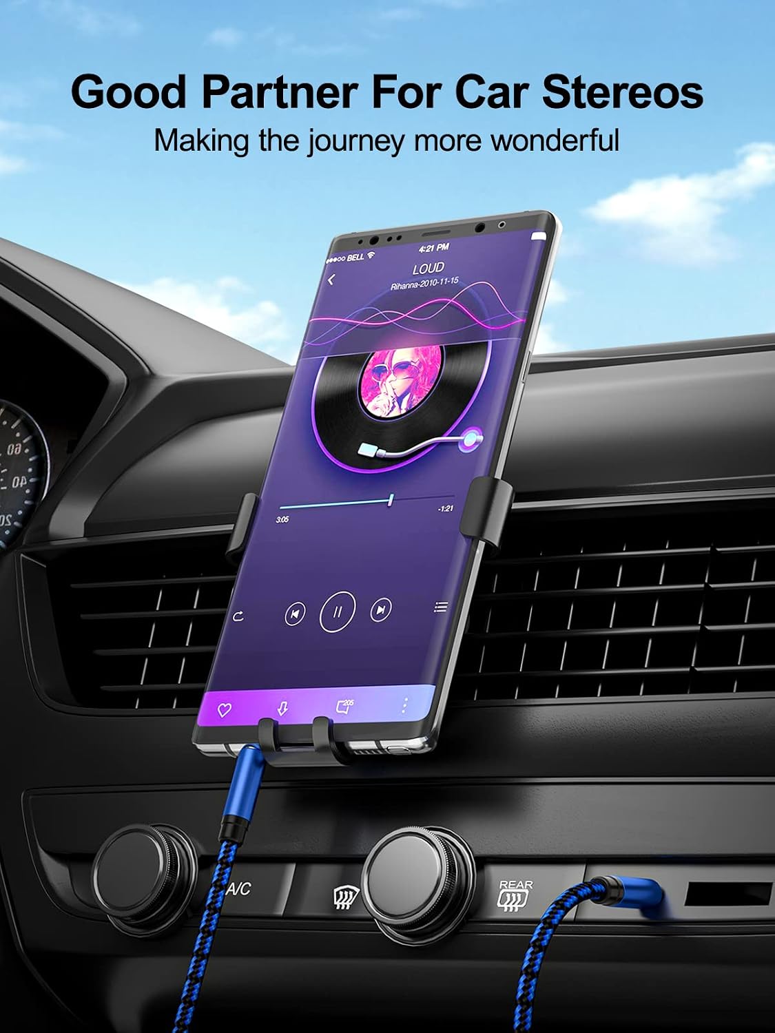 3 3.5mm ft Aux Cord - Audio Cable Compatible with Car Stereo, Nylon Braided Auxiliary Wire for Speaker, Smartphone