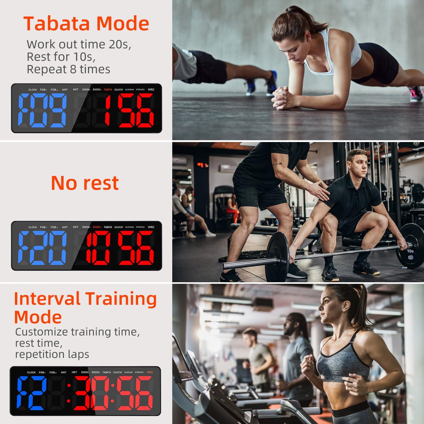 AnExer 13" Gym Timer Clock, Workout Interval Timer with Remote Control, Count Down & Up Stopwatch, Adjustable Brightness, Large LED Digital Display, Fitness Digital Clock for Home/Garage/Boxing
