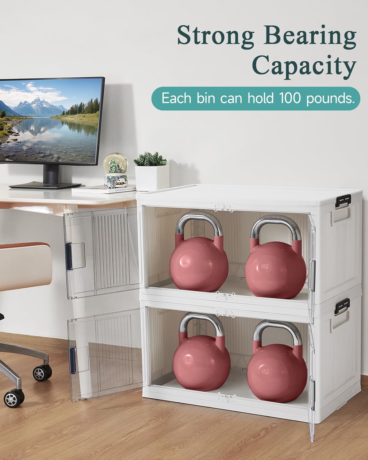 OlarHike 97QT Stackable Storage Bins - Collapsible Plastic Storage Boxes with Lids & Wheels | 5-Pack for Easy Organization