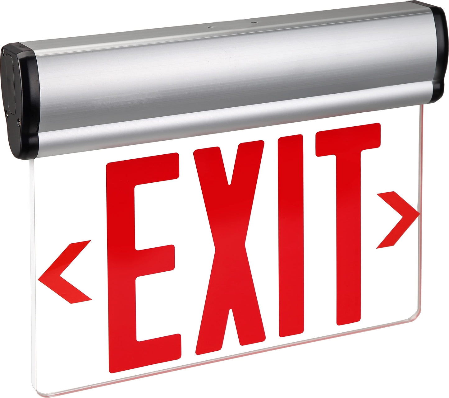 Garrini LED Emergency Exit Sign with Backup Battery UL Certified Wall Ceiling Mounting Acrylic Clear Replaceable Panel Removable Indicator Arrows, Fire Resistant GSEL-200SR
