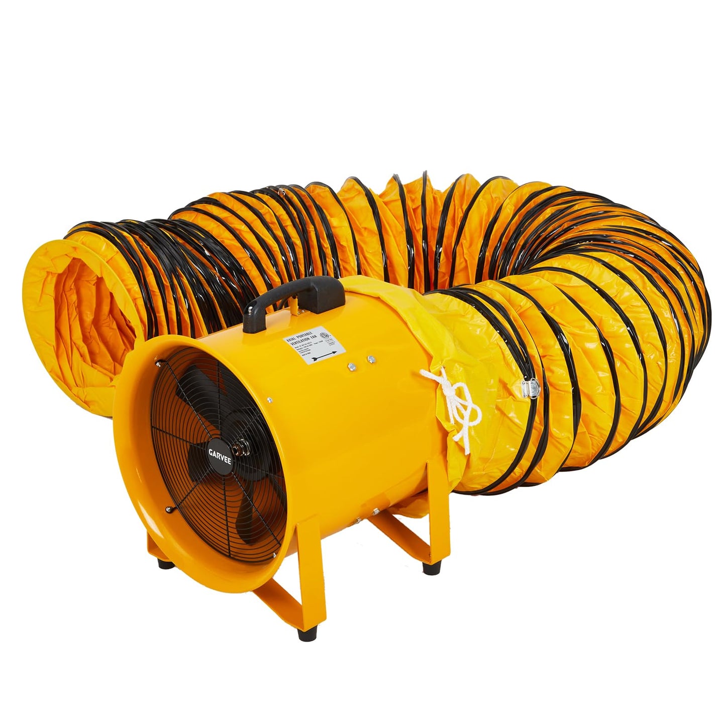 SierraSquad 12 Inch Air Mover Blower Fan, 3500 CFM Heavy Duty Industrial Exhaust Fan with 32.8ft Flexible Duct, Low-Noise Portable Blower Exhaust Fan for Construction, Workshops