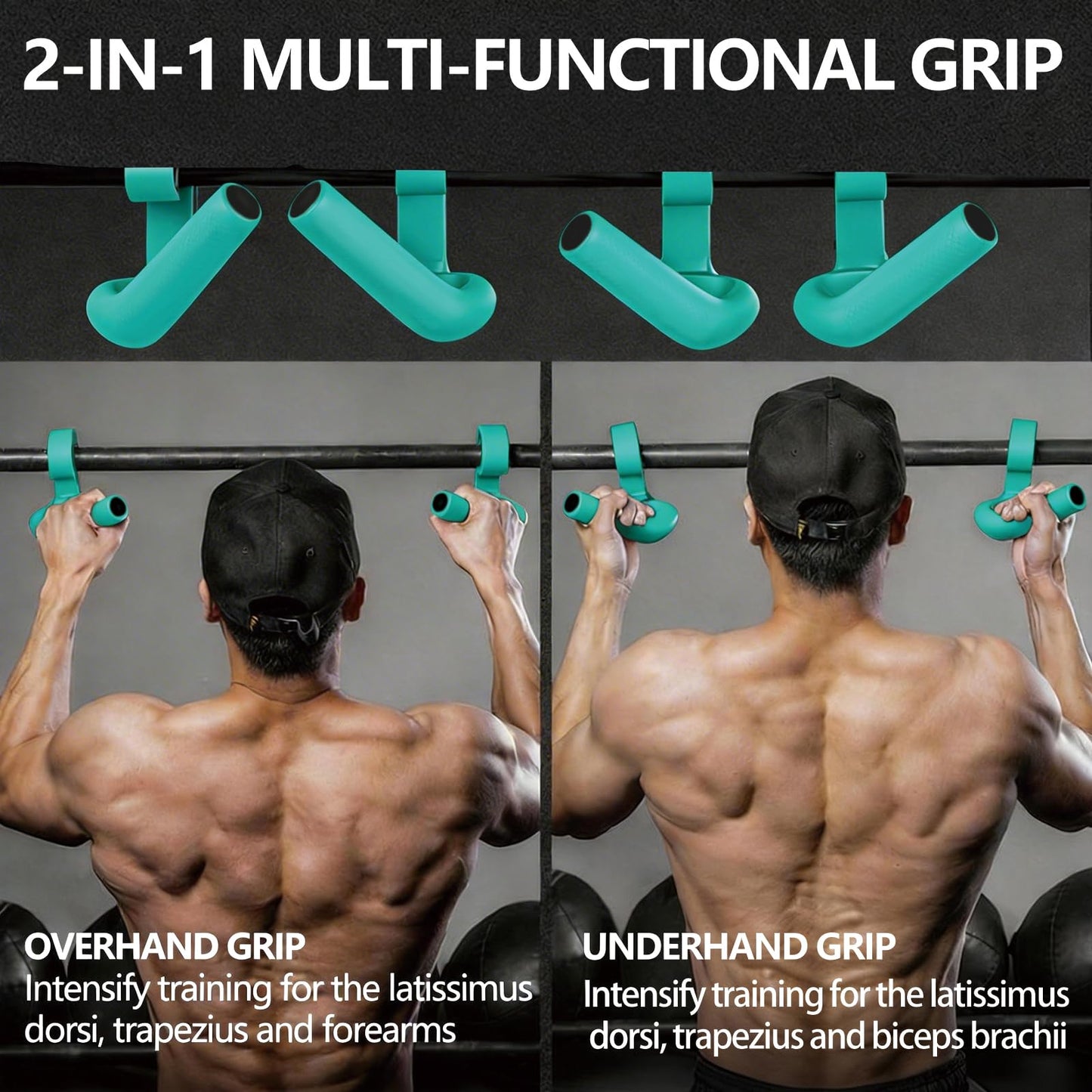 45/90 degree Neutral Grip Pull Up Handles with Lifting Straps - Heavy Duty Angled Barbell Grips & Pull Up Bar Grips for Home Gym, Deadlifts, Rows - Relieve Wrist & Shoulder Stress (Blue, 45°)