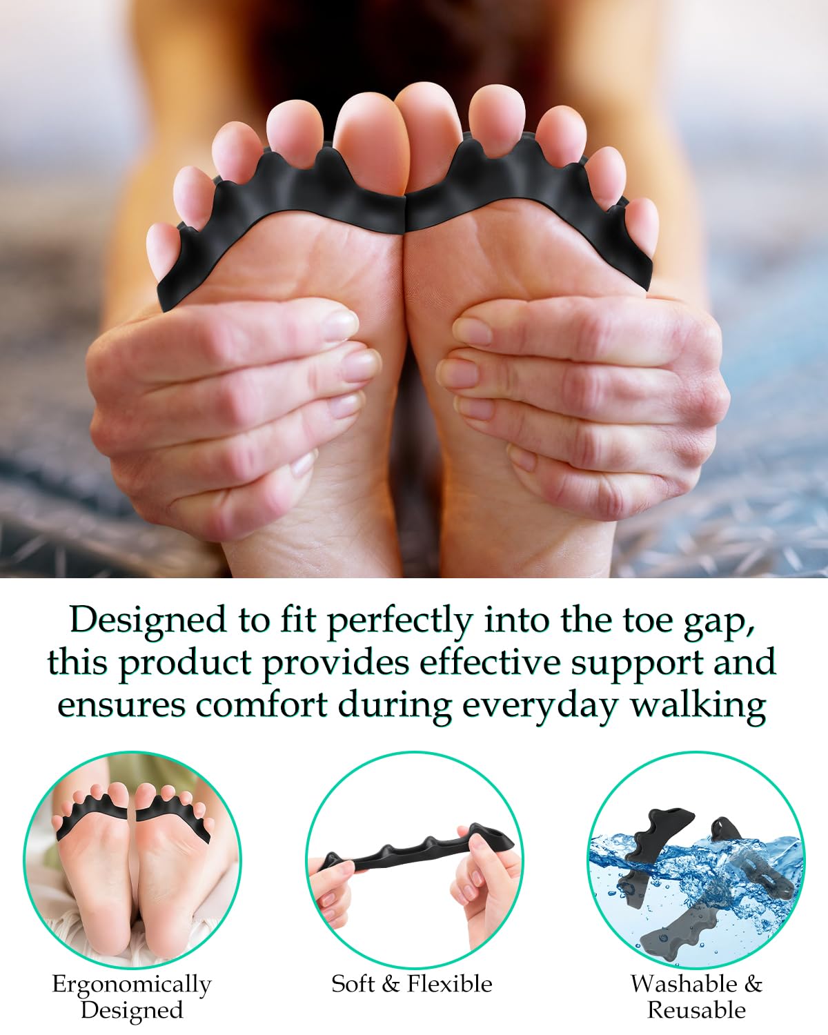 DLMDLM 4PCS Silicone Toe Separators to Correct Toes Alignment for Women and Men, Toe Spacers Straightener for Bunion Relief, Hammertoes and Overlapping Toes (Large)