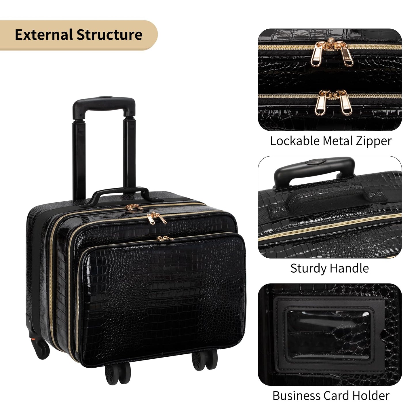 OCHEAL 18 Inch Rolling Makeup Train Case, Extra Large Travel Cosmetic Organizer Storage Trolley with Wheels, 3 Layers & 3 Travel Makeup Bags Carry On for Hairstylist Cosmetology Artist