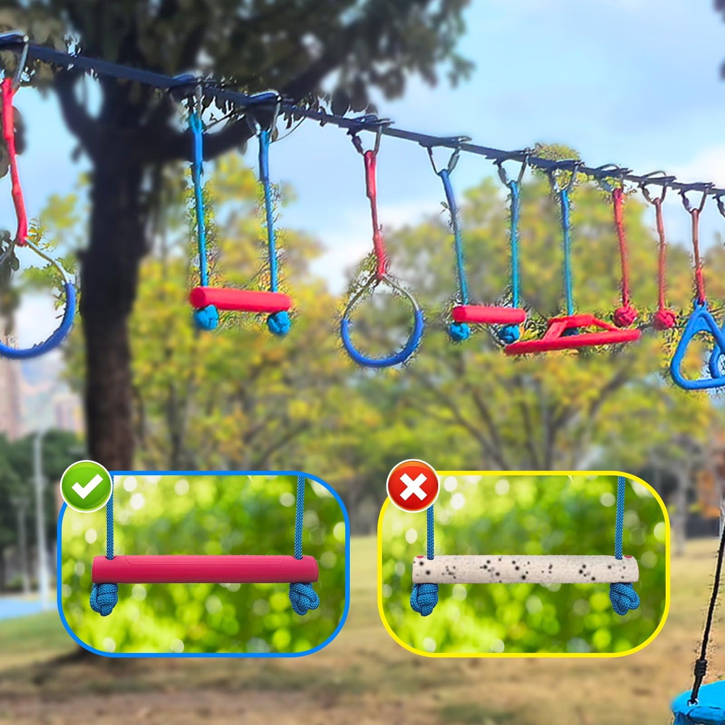 Wavmor 65 FT Ninja Warrior Obstacle Course Swing Set for Kids with 12 Obstacles,Outdoor Playset with Monkey Bars for Backyard