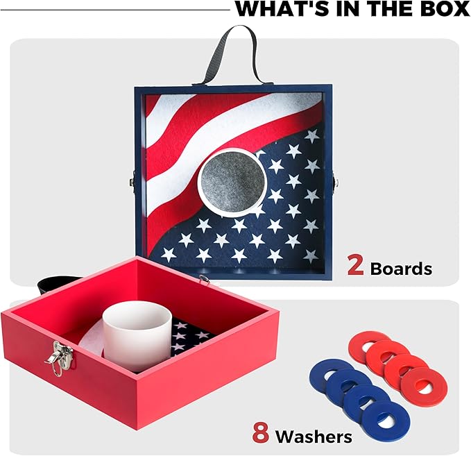 Outdoor Games Wooden Washer Toss Game with 8 Washers