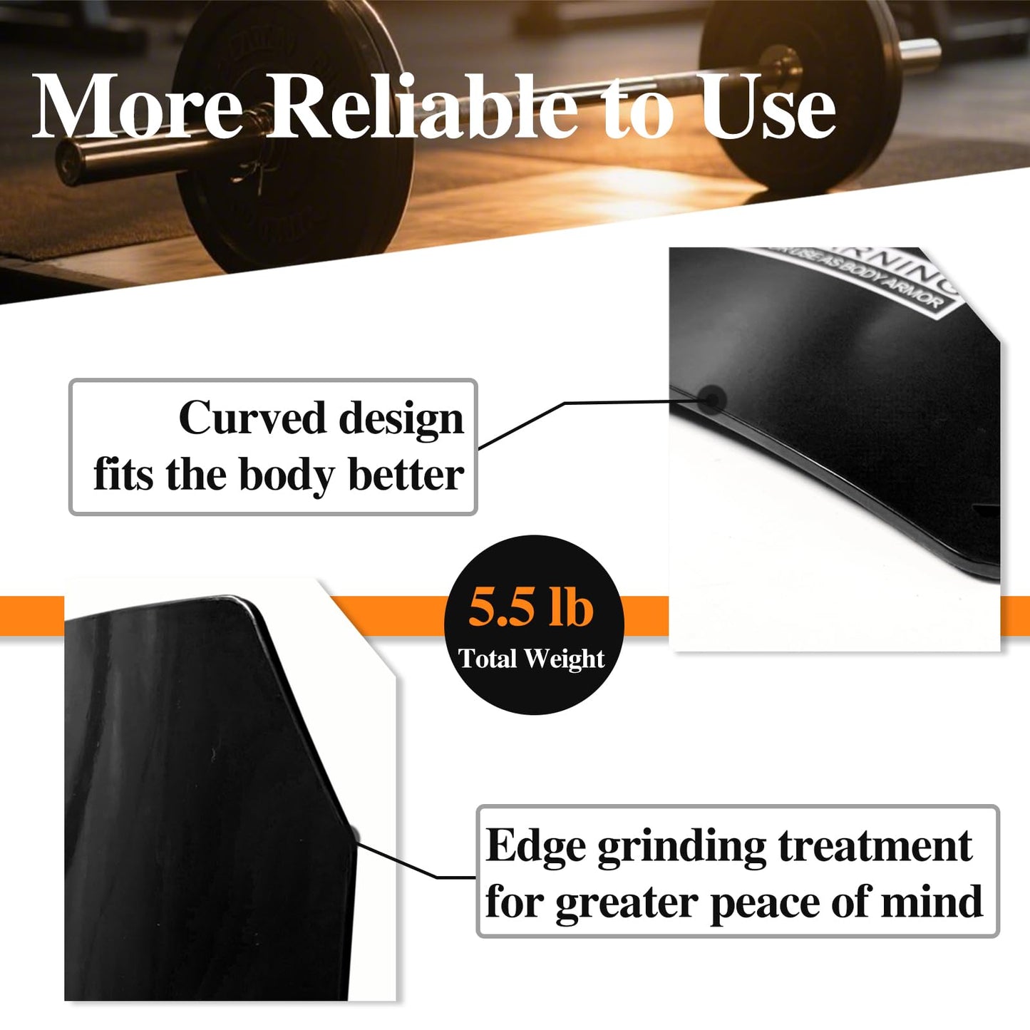 Weight Vest Plate Curved Weighted Plates for Weight Vest 5.5lb/11lb per Pairs for Running, Strength Training (Black:5.5LB(2.75LB*2))