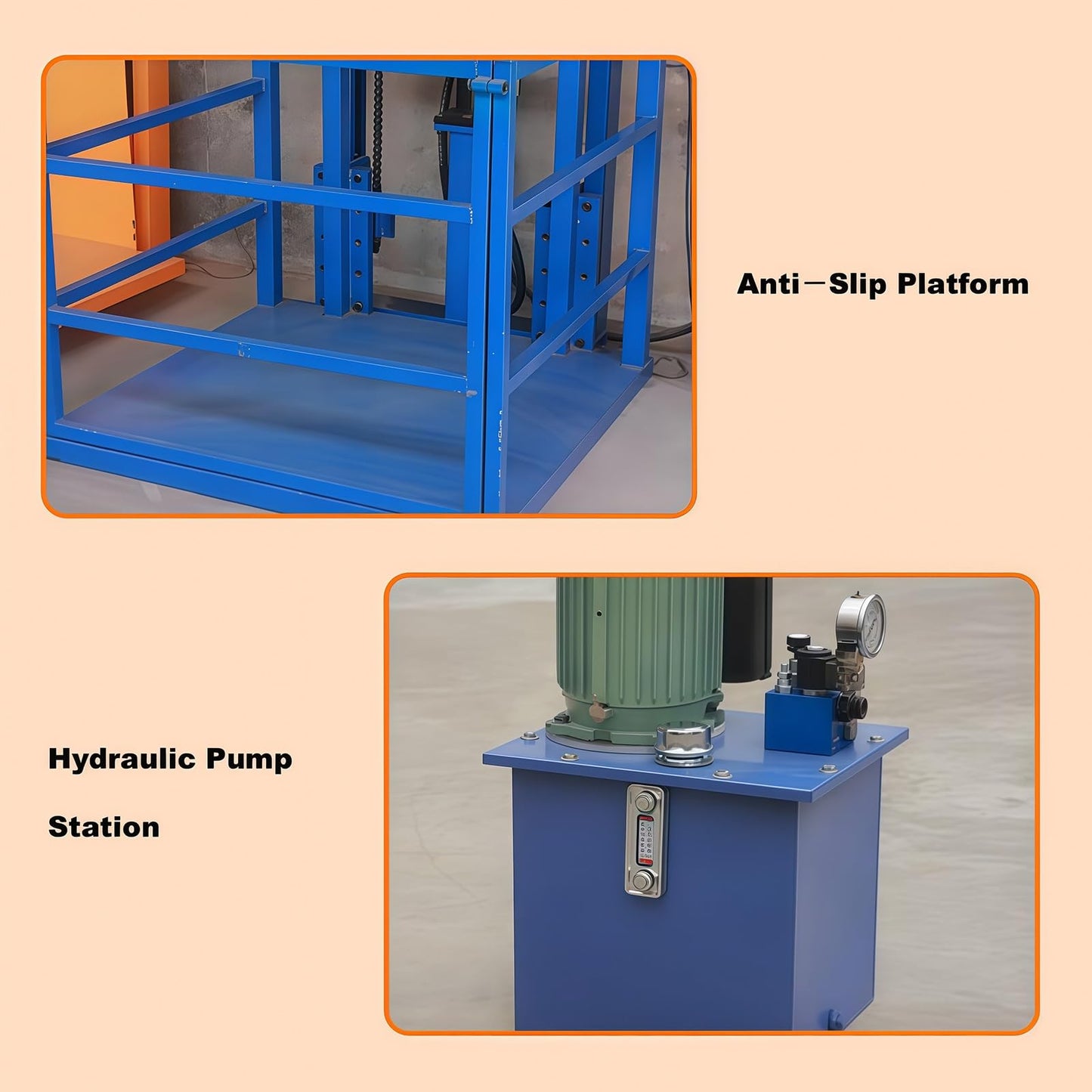 Simple Lift Platform, Hydraulic Home Elevator for Factories, Docks, Basements, Warehouses, Home Use with 1000kg Capacity(9.8FT Lifting Height)