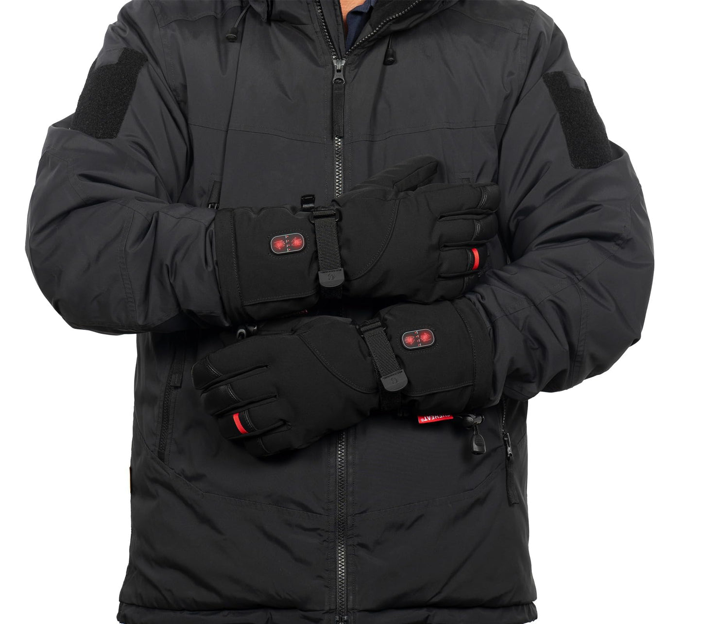 CUEHEAT Heated Gloves, Palm & Back Double Heating, Winter Outdoor Windproof Warm Thick Gloves, Battery-Powered Hand Warmer (CH03, Small)