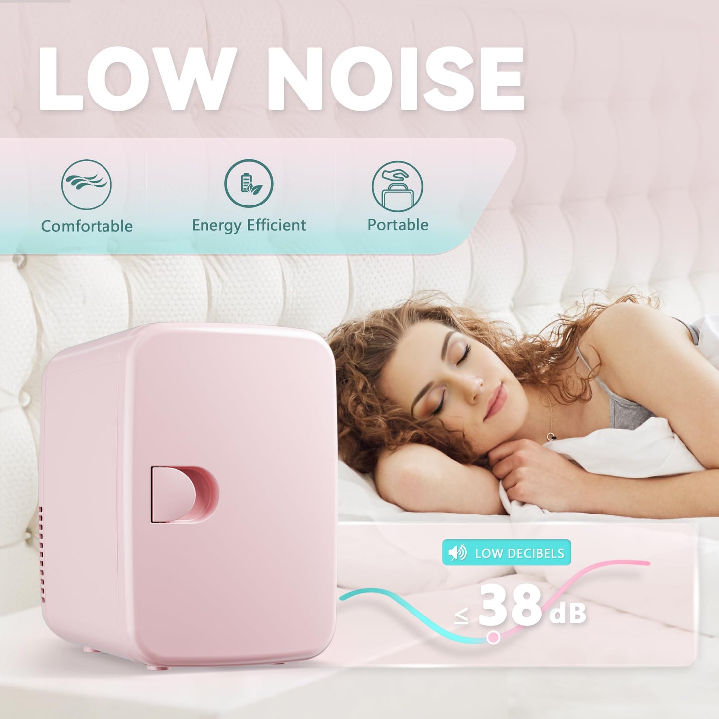 EUHOMY Mini Fridge, 4 Liter/6 Cans AC/DC Small Refrigerator for Skincare, Portable Cooler and Warmer for Skin Care, Cosmetics, Beverage, 4L Makeup Mini Fridge for Bedroom, Car, Office, Dorm, Pink