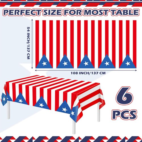 Chumia 6 Pack Puerto Rico Party Tablecloth Decorations Puerto Rico Themed Tablecloths for 12th of June National Day Country Decoration Kitchen Dining Room Home Dinner