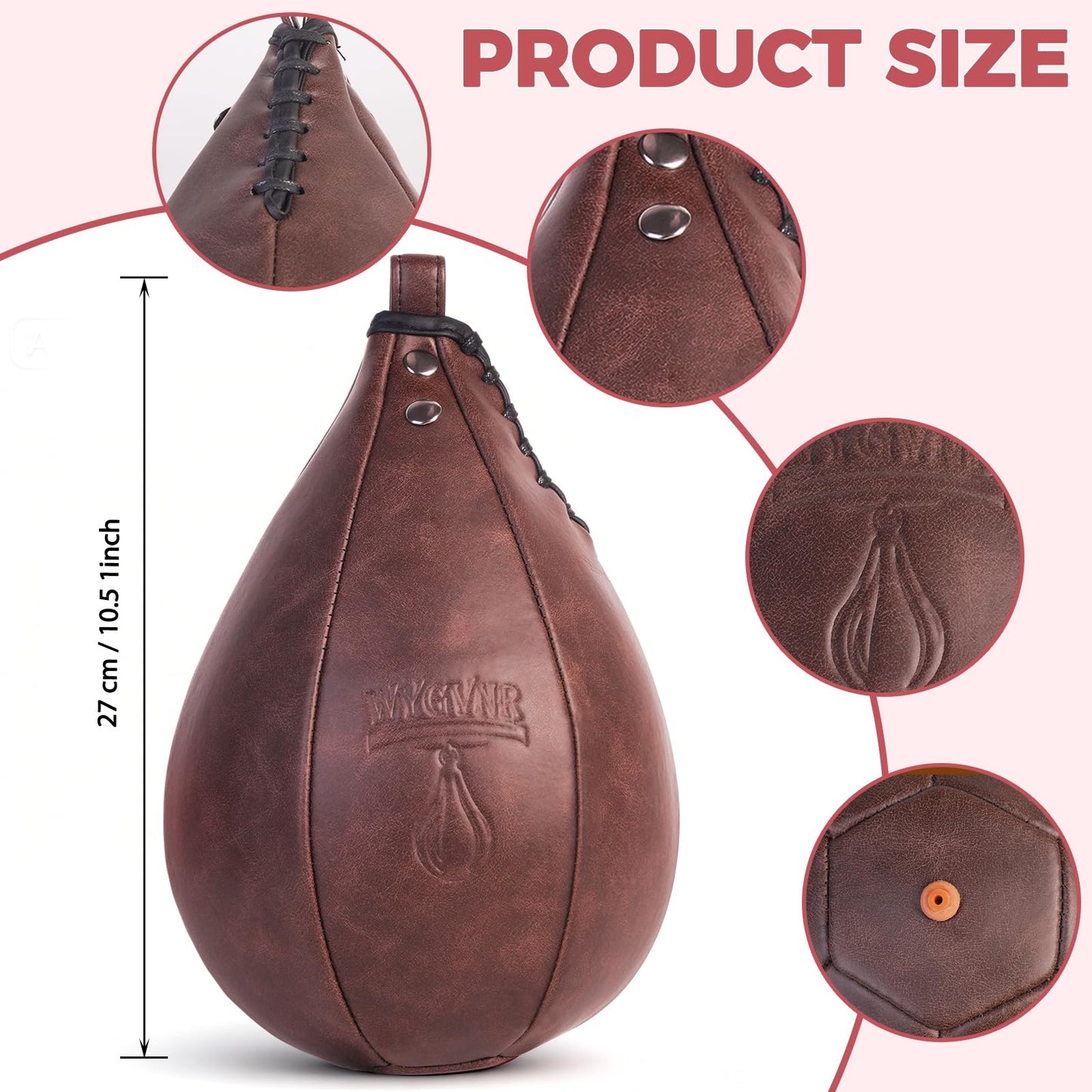 WYGVNR Speed Bag, Speed Punching Bag, Boxing Ball, Punching Dodge Striking Bag for Boxing Training Home Gym Sports Fitness, Brown