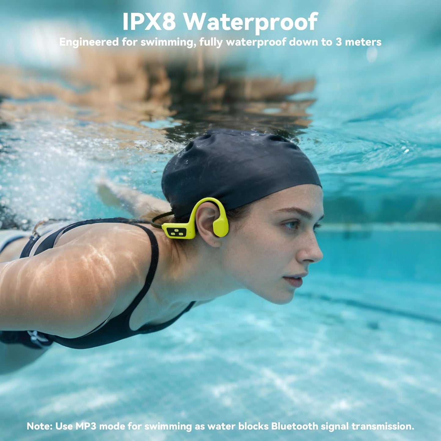 Swimming IPX8 MP3 5.4 Swimming, sunvito Bone Conduction Headphones, Waterproof Open-Ear Sports Headphones with Built