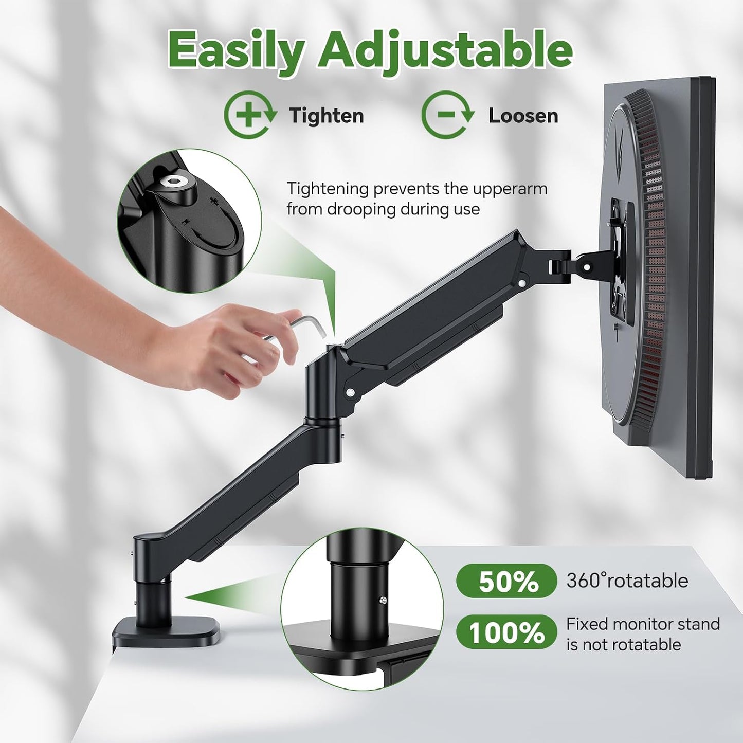 Ekisemio 13 32 Inch Single Monitor Mount, to Monitor Arm, Adjustable Monitor Stand