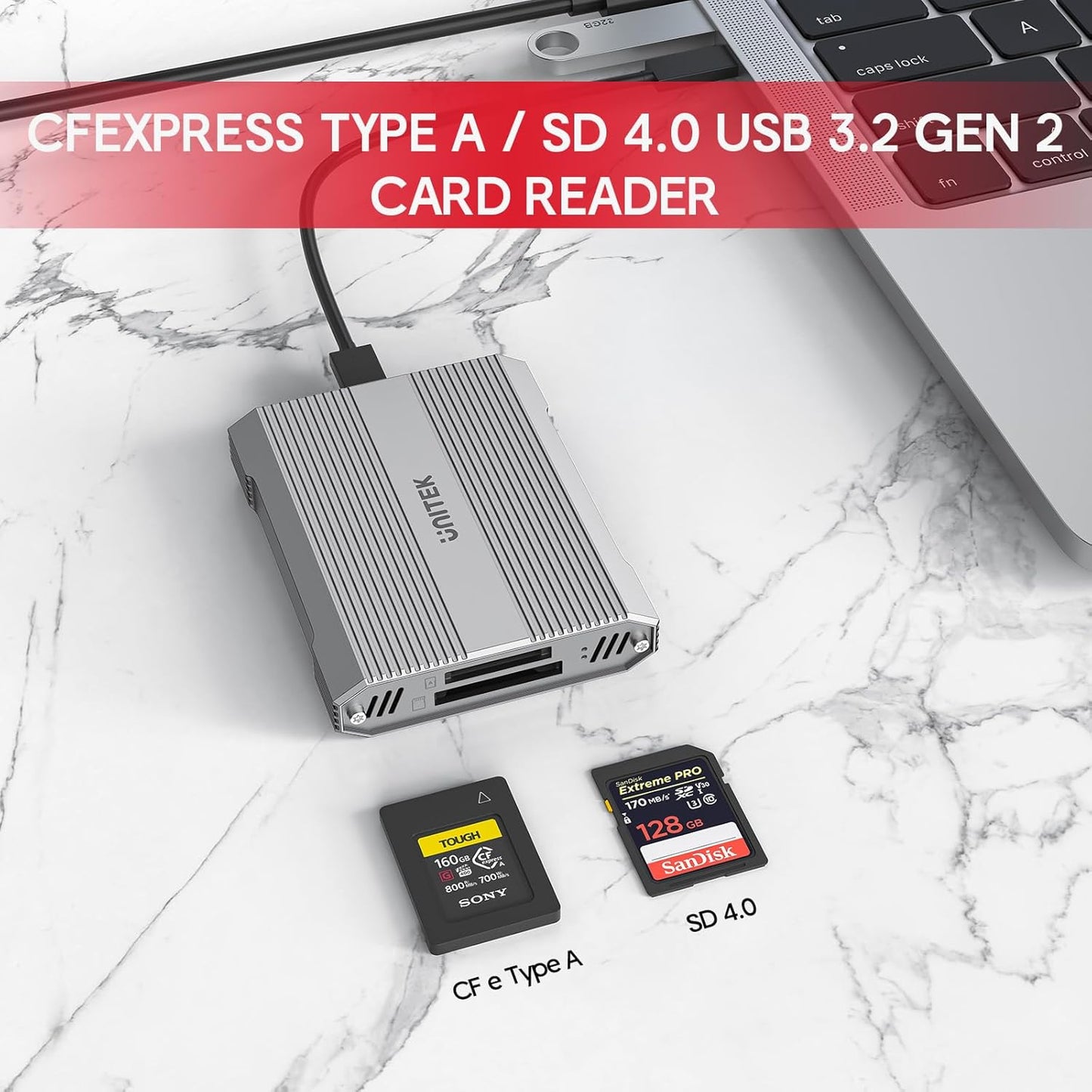 Unitek SD4.0 10Gbps 3.2 2, CFexpress Type A and UHS-II Memory Card Reader, USB Gen CF Express Reader for CFexpress Type