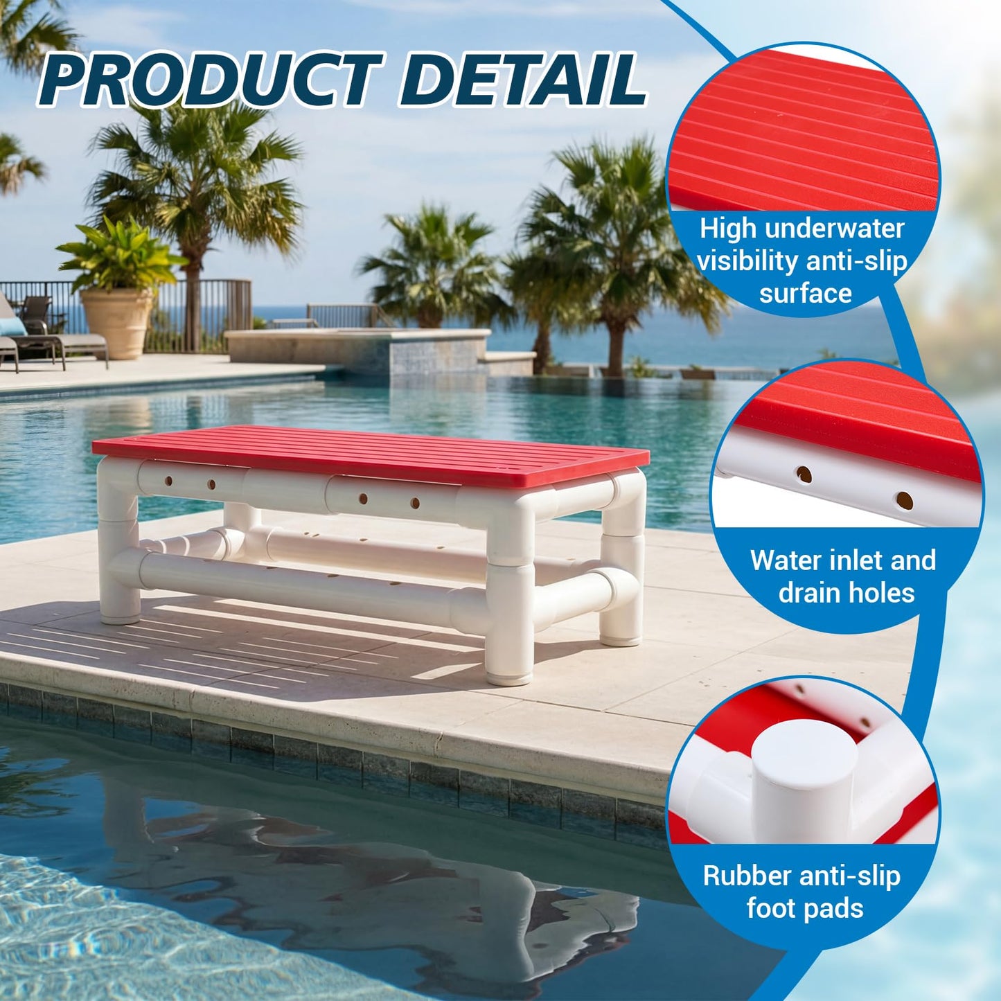 BreezeHug Water Aerobic Exercise Step, Aquatic Step, Aerobic Fitness Platform for Pool Fitness, Rehabilitation, Weight Loss and Multipurpose, 23.5" x 11" x 8.5"