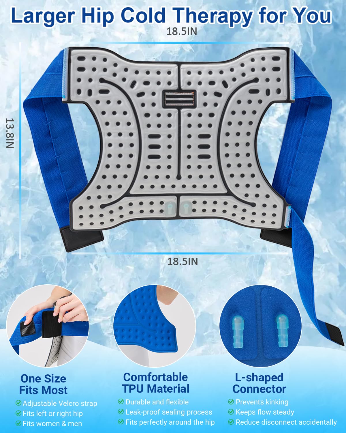 Cold Therapy Machine for Hip, 15.8Qt Large Ice Machine with Temp Display & Pressure Regulator, Cryotherapy Leak-Proof Hip-Specific Wrap, Whisper-Quiet Pump & 4 Timer Settings