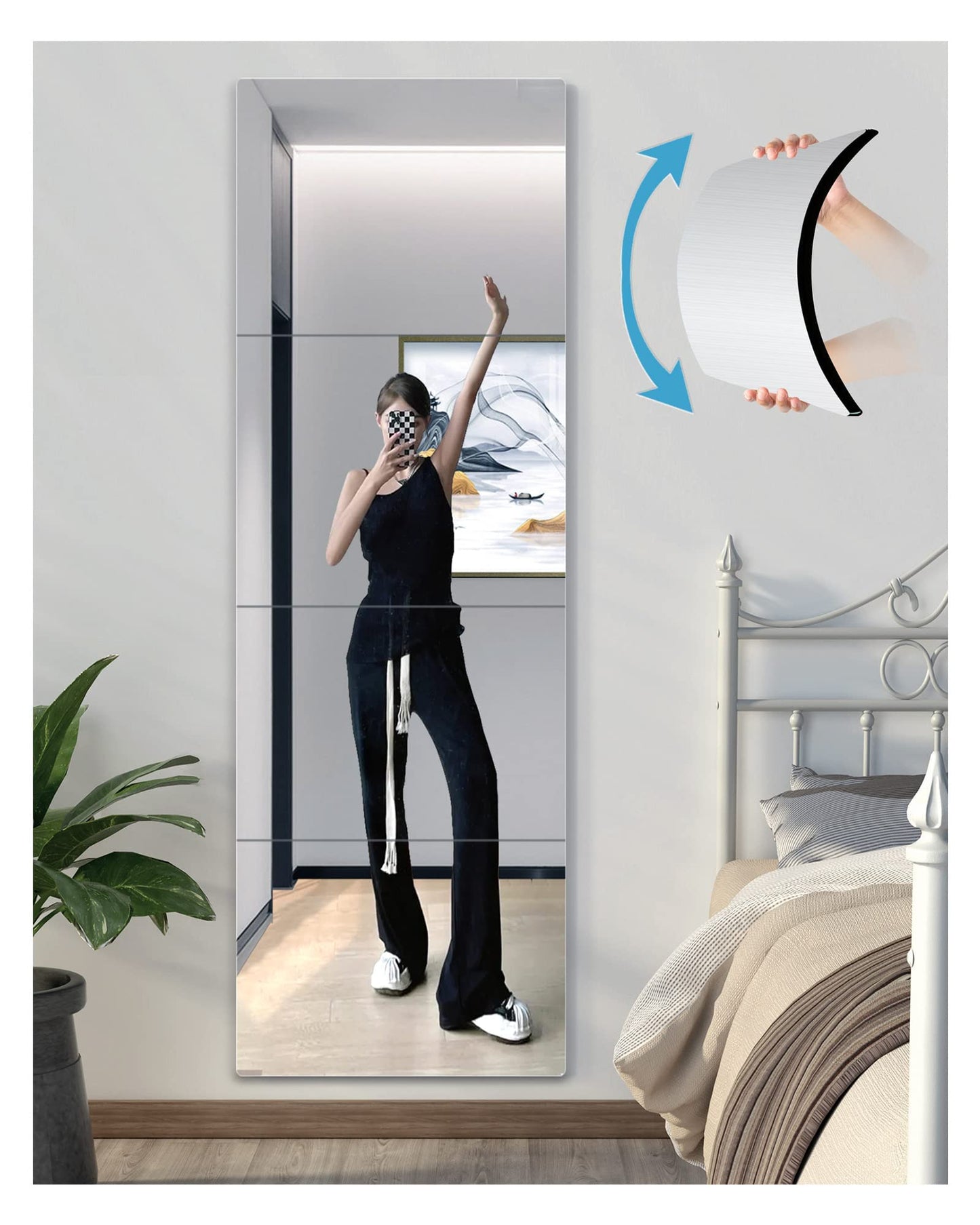 Shatterproof Wall Mirror Full Length for Bedroom, Acrylic Gym Mirrors For Home, Extra Thick: 0.12 inch, 12 x 12 inch x 4 Pcs, Workout Mirrors Safe for Kids, Over The Door, Long Wall Mounted
