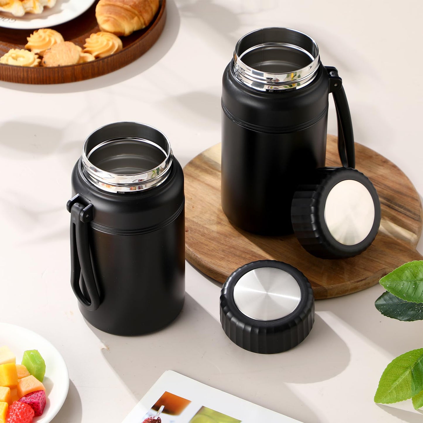 Yiyiring 2 Pack 32 oz Double Wall Insulated Food Jar for Hot Food Soup Thermal Lunch Container Wide Mouth Leak Proof Stainless Steel up to 12 Hours for Work Travel Adult