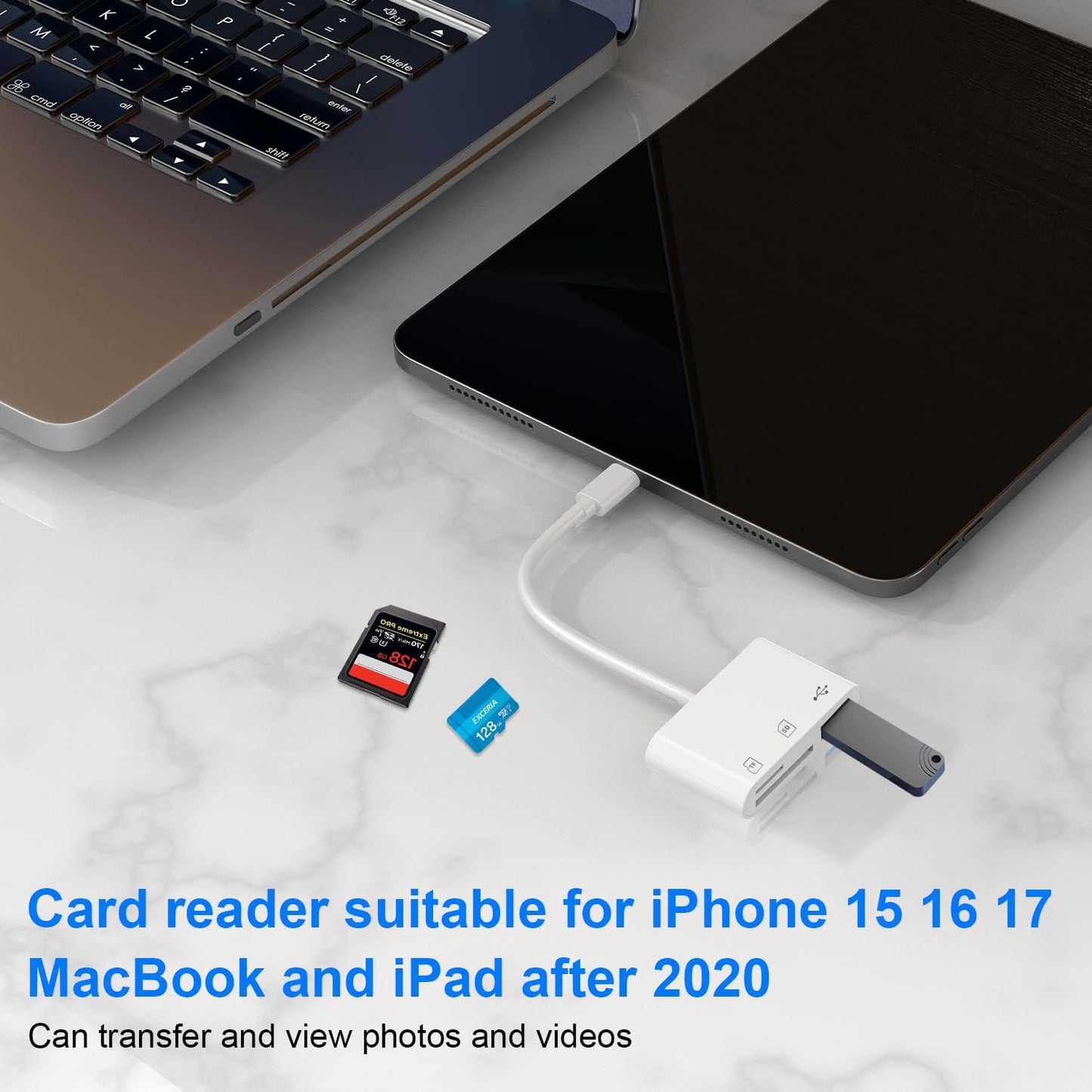 YGKSAA 1PCS 3-in-1 iPhone15 16 17, USB C to SD Card Reader, SD/TF/USB Memory Card Reader, Compatible