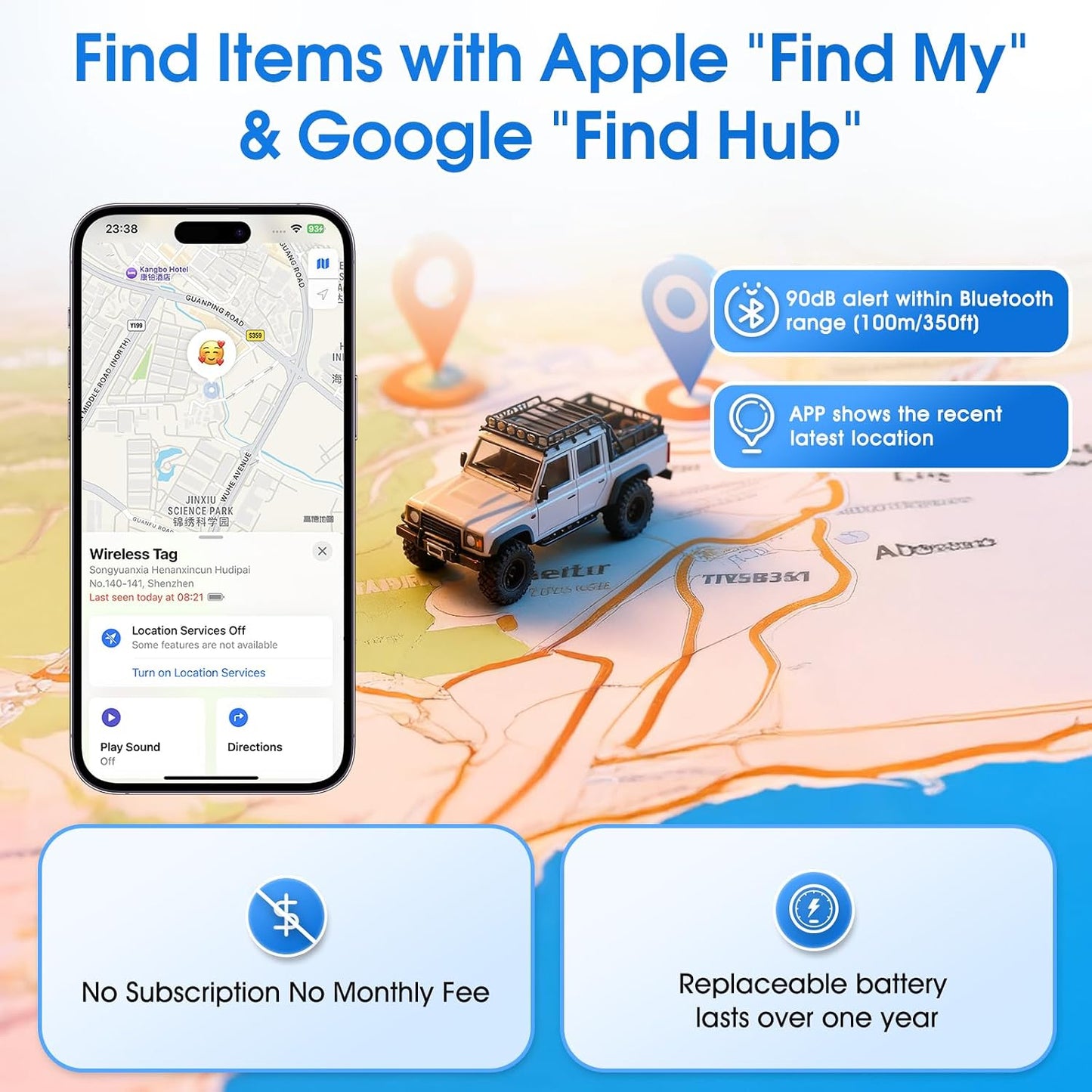 wuaerdy Mini GPS Tracker for Vehicles (Universally for Android & iOS), Hidden Car Location Tracker w/Magnetic Case