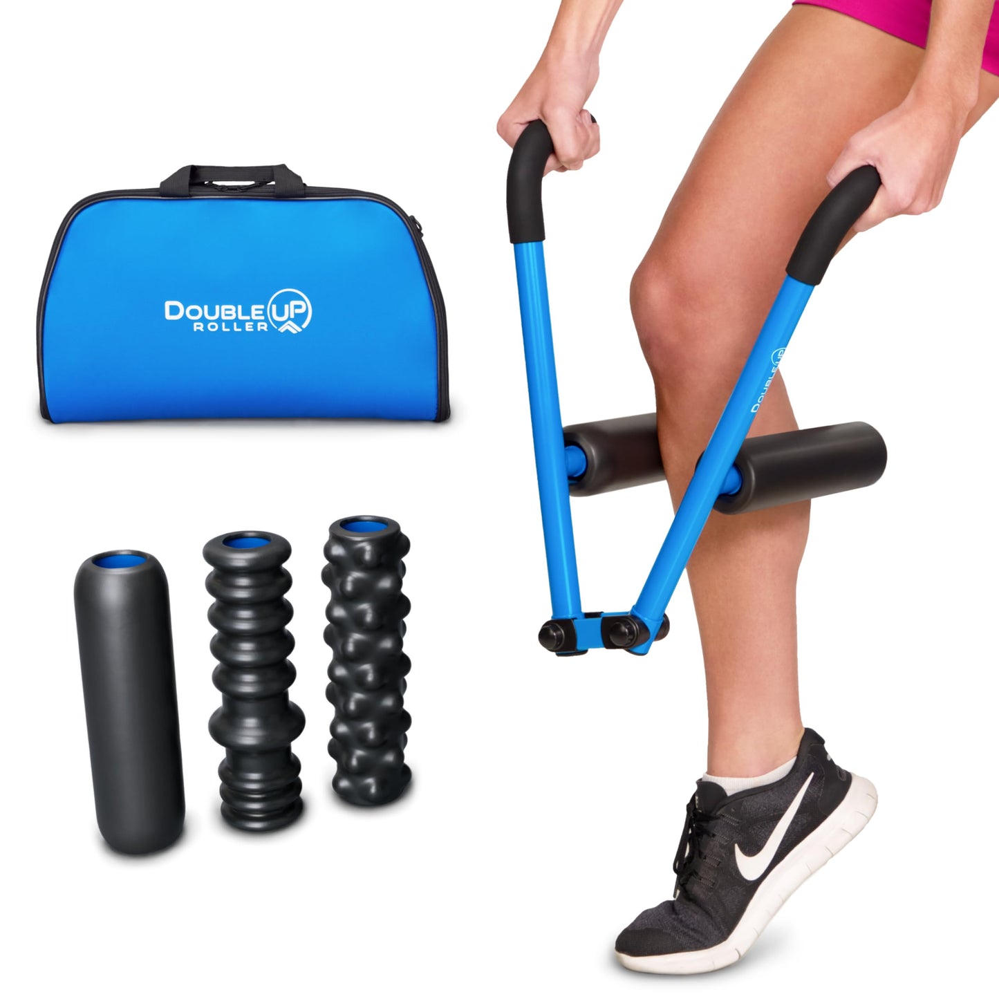 DoubleUP Roller Performance Kit - Muscle Massager with Lever-Action Pressure Control and Quick-Change Rollers