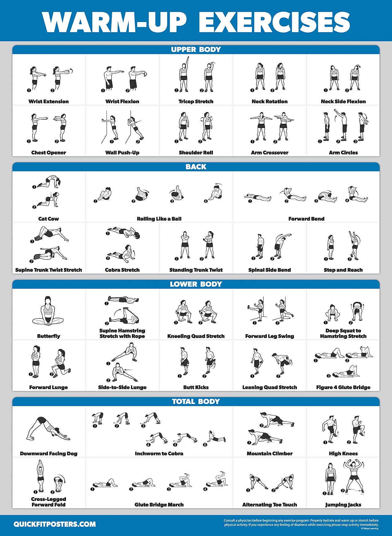 Palace Learning 3 Pack - Medicine Ball Workouts Volume 1 & 2 + Warm Ups Exercise Poster Set - Fitness Charts (18 x 24, LAMINATED)