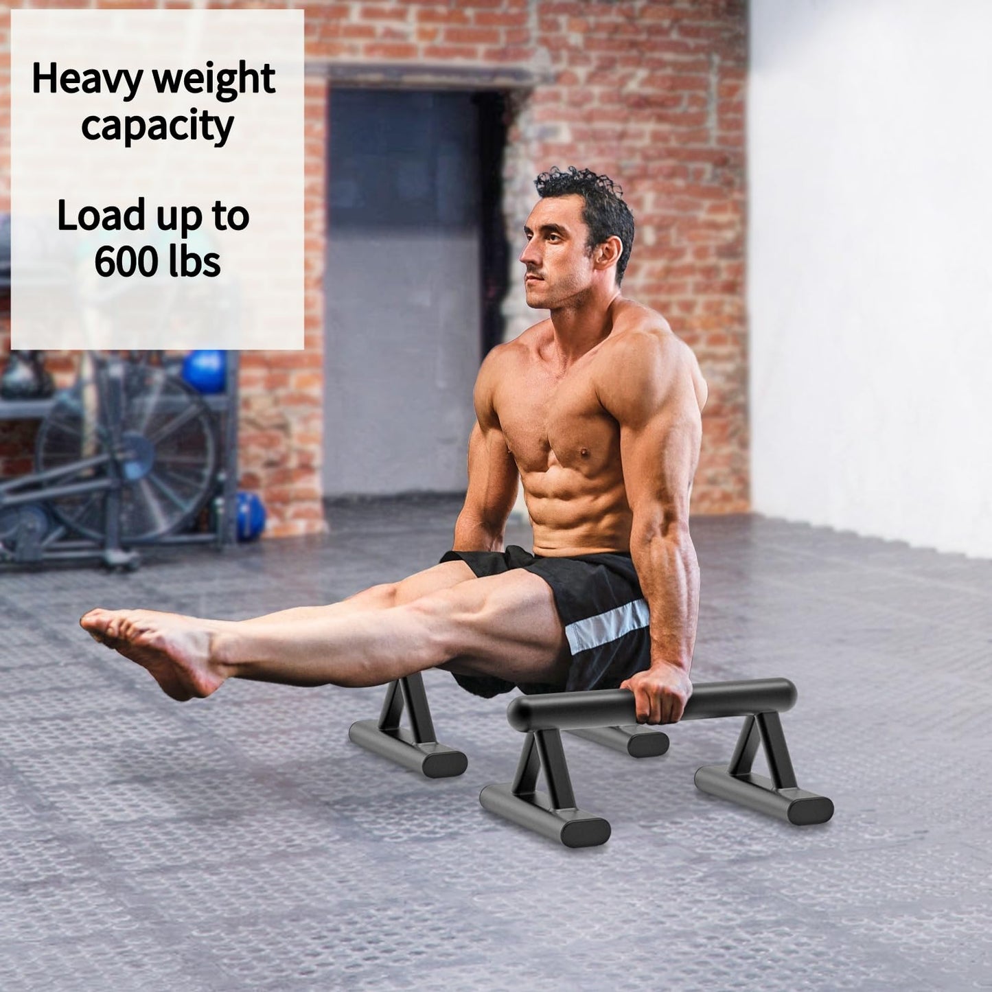 SELEWAERE Metal Parallettes Floor Workout Push Up Handles Non-Slip Pushup Bars Handstand Bars for Calisthenic Fitness Sturdy Steel Tubing Structure with Matte Paint Finish, Load up to 600 lbs