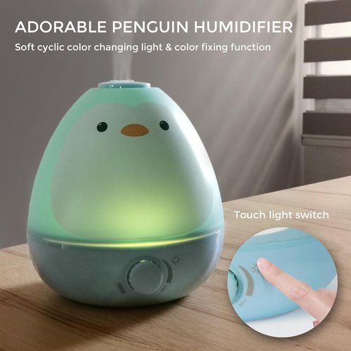 Earnest Living Baby 3-in-1 Cool Mist Humidifier with Essential Oil Diffuser + Nightlight, BPA Free Phenol Free Humidifier for Kids Bedroom, Nursery + Large Rooms, Whisper-Quiet, Auto Shut Off
