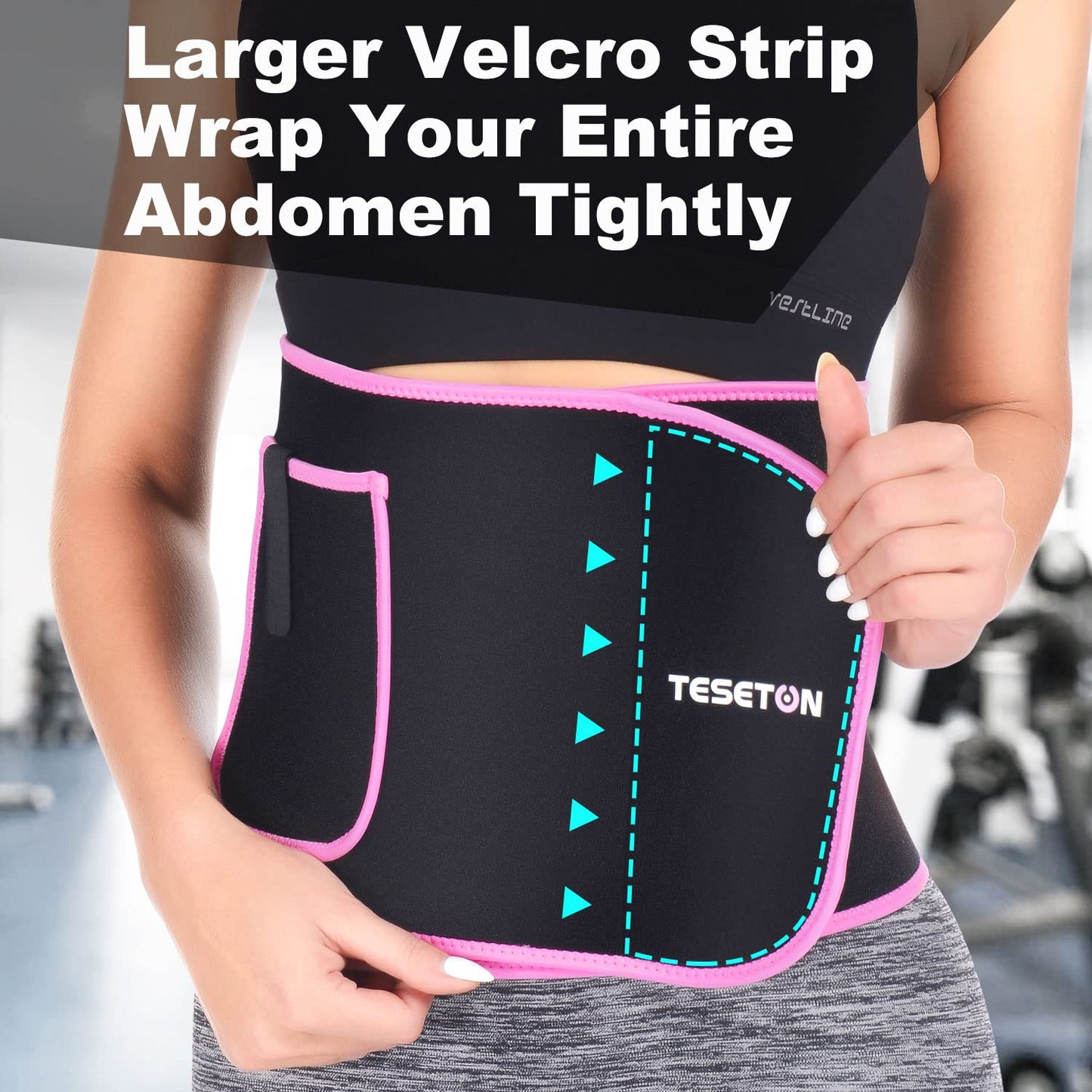 TESETON Waist Trainer for Men Women, Sweat belt for Men Women, Workout Waist Trimmer, Sweat Belt Sweatband Waist Sport Girdle Sauna Abdominal Belly for Fitness 01 Black M