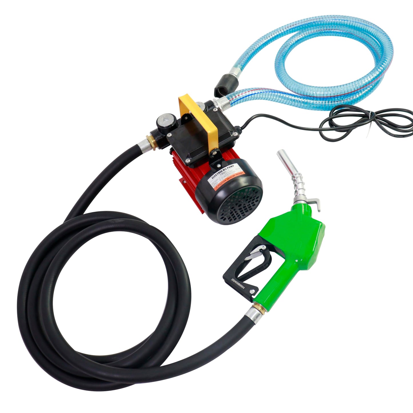 BORRITT 110-120V 550W Diesel Transfer Pump,Electric Fuel Transfer Pump & 32GPM Self-Priming Pump & AUTO Fuel Nozzle & 2 Hoses NPT Threads Fitting