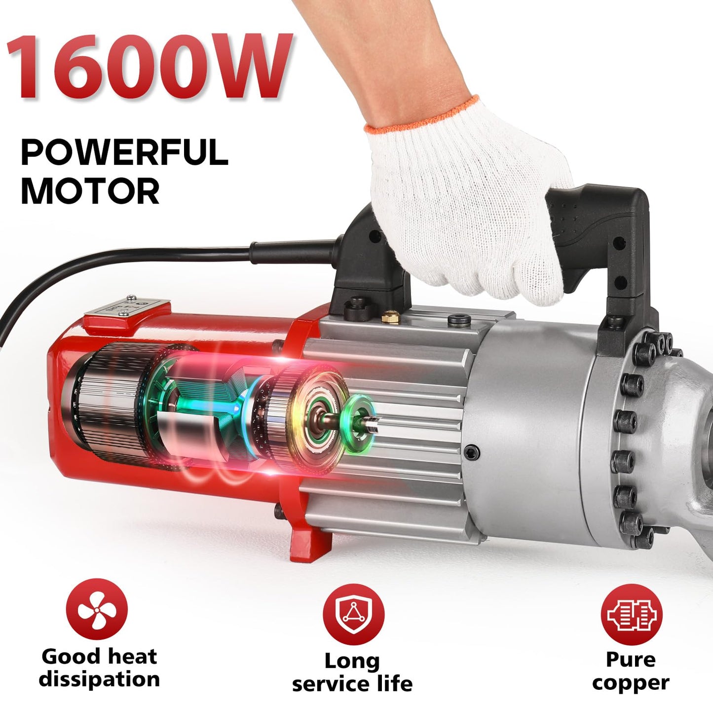 CENTALL 1" Electric Hydraulic Rebar Cutter 2-3S Cutting Speed Portable Rebar Cutter Cutting Rebar 4-25mm #8 120v/60hz (RC25)