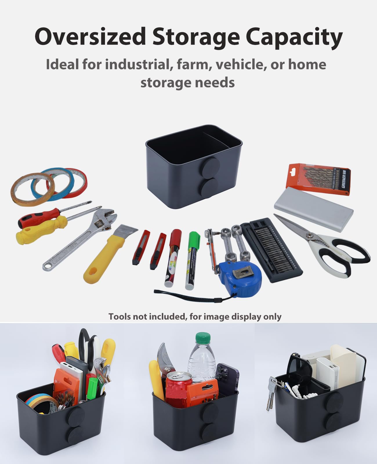 XYNOXRIDE Magnetic Storage Box for Metal Surfaces, Magnetic Cup Holder Magnet Organizer Holder Holds Phones Glasses Keys Tissues, Fits Golf Carts, Forklifts, Tractors, School Bus