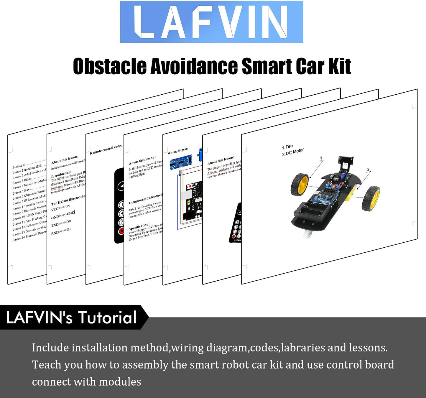 2WD R3 LAFVIN Smart Robot Car Chassis Kit with Ultrasonic Module Board,Remote Compatible with Arduino IDE DIY Kit
