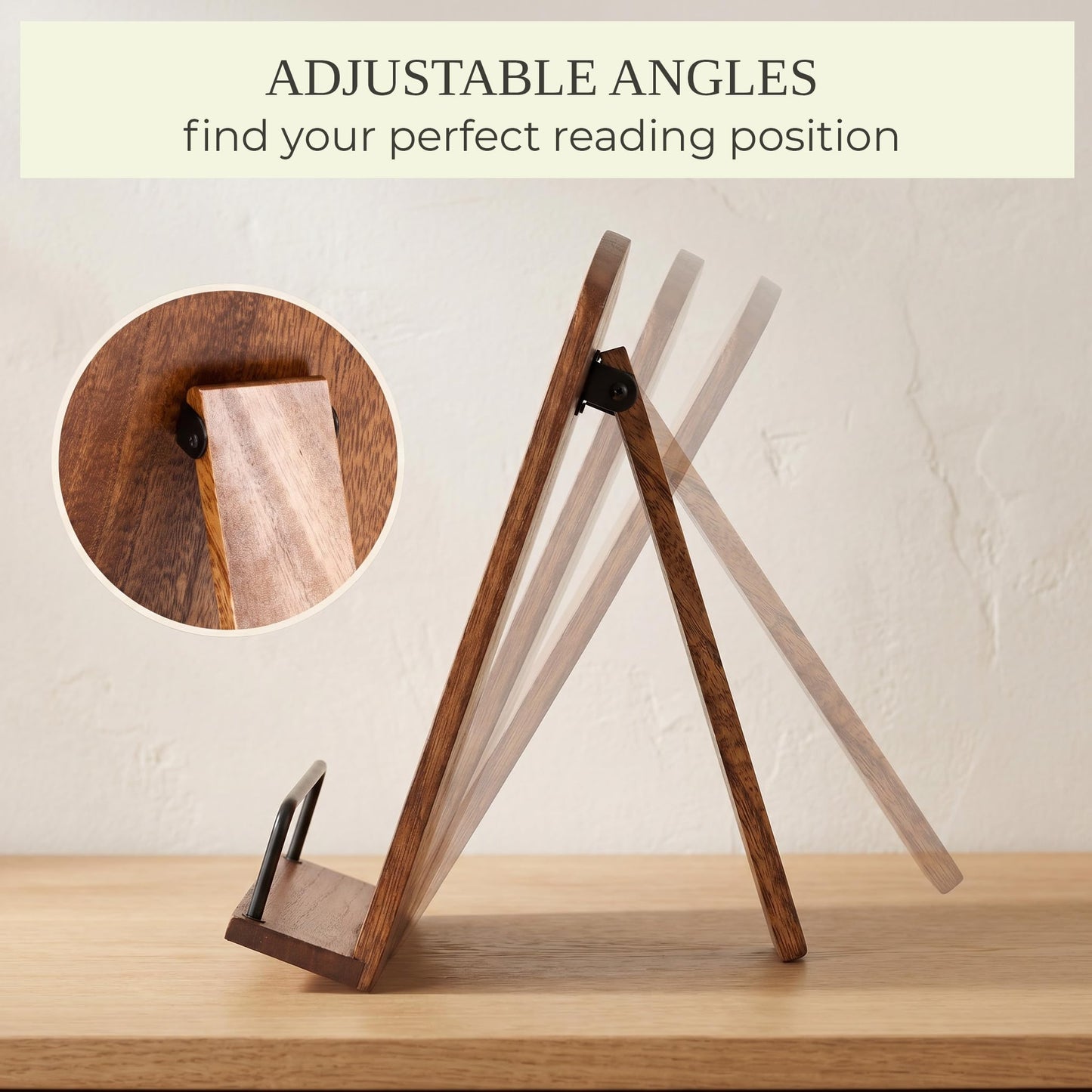 Beautiful Cookbook Stand for Your Kitchen Counter - Solid Wood Stand Easily Keeps Cook or Recipe Books Open for Convenient Cooking - Perfectly Fits Your iPad/Tablet and Enhances Any Kitchen Decor