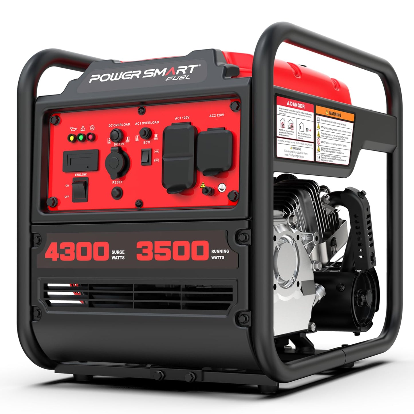 PowerSmart 4300W Portable Inverter Generator, 3500W Rated, 223cc 4-Stroke Gas Powered Engine, Pure Sine Wave for Sensitive Electronics, RV Ready with 30A Outlet, Home Backup, Camping, Emergency