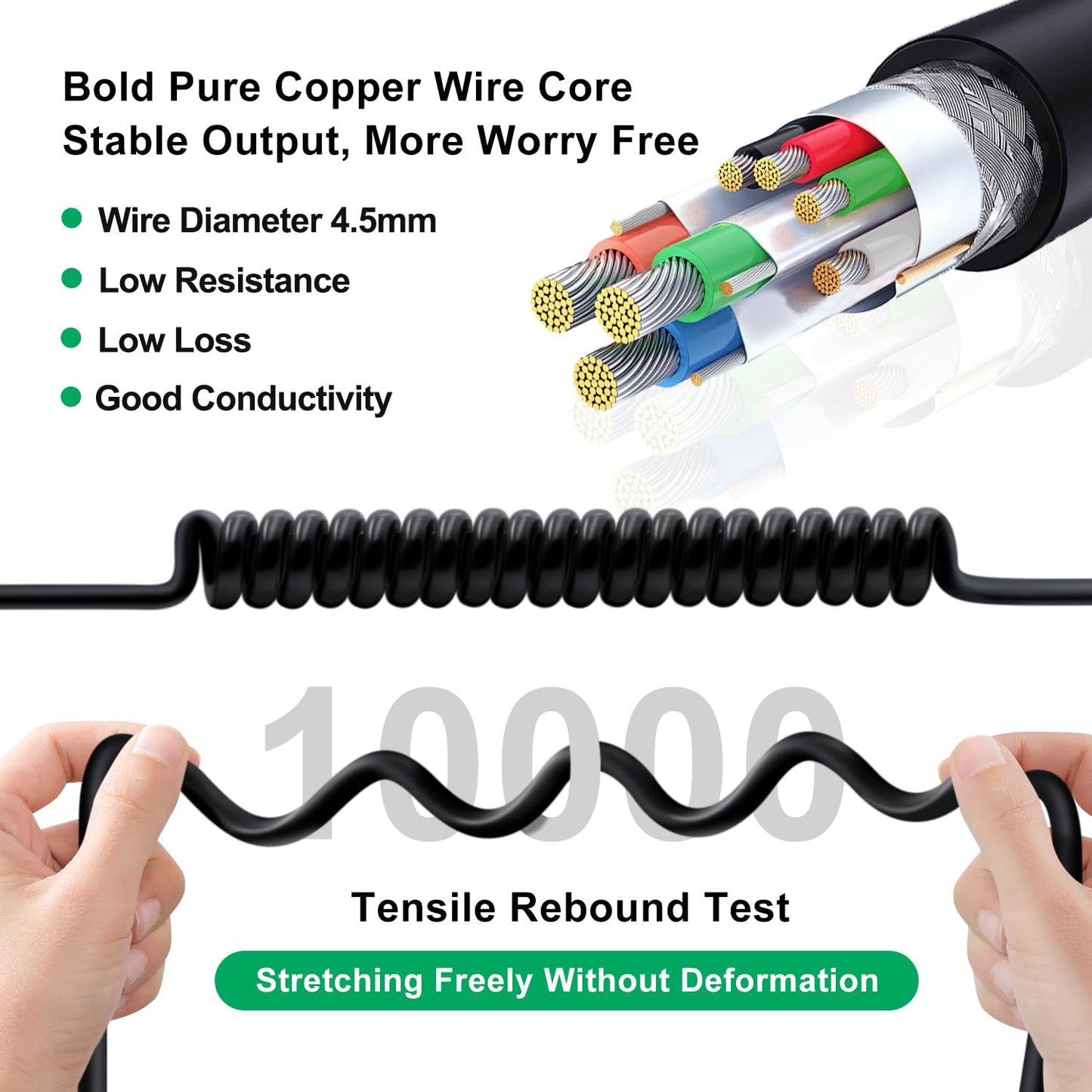 3.0 0.8 Coiled Printer Cable USB B to USB A Super USB Type A to B Male Cable for Scanner, External Hard Drives